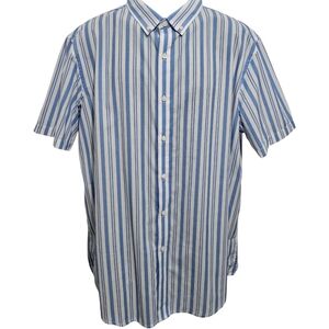 NWT Men's Club Room Vertical Striped Collared Button Up Short Sleeve Shirt